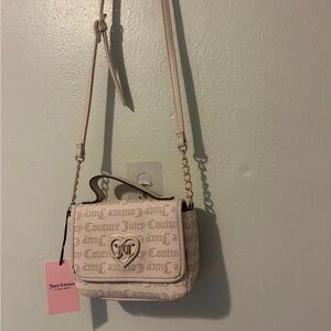 Juicy Couture Cream Quilted Crossbody Bag with Chain Strap